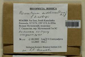 Bucklandiella sudetica (Funck) Bedn.-Ochyra & Ochyra, Bryophytes, Bryophytes - Chukotka & Kamchatka (B21) (Russia)