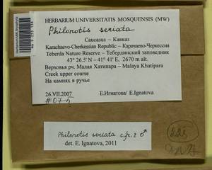 Philonotis seriata Mitt., Гербарий мохообразных, Мхи - Северный Кавказ и Предкавказье (B12) (Россия)