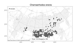 Chamaerhodos erecta, Хамеродос прямостоячий (L.) Bunge, Атлас флоры России (FLORUS) (Россия)