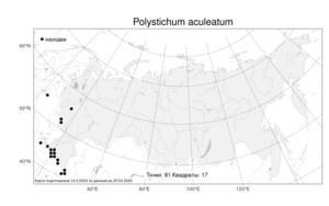 Polystichum aculeatum, Многорядник шиповатый (L.) Roth, Атлас флоры России (FLORUS) (Россия)