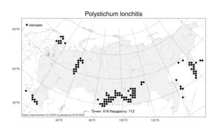 Polystichum lonchitis, Многорядник копьевидный (L.) Roth, Атлас флоры России (FLORUS) (Россия)